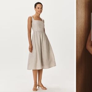 Quince 100% European Linen Fit And Flare Dress Flax XS